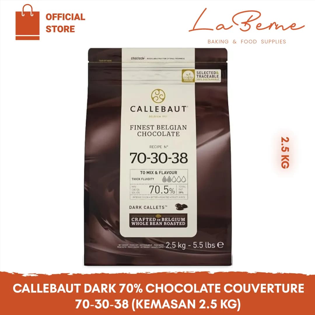 Callebaut Dark 70% Chocolate Couverture (70-30-38) | Callebaut Kemasan 2.5 Kg